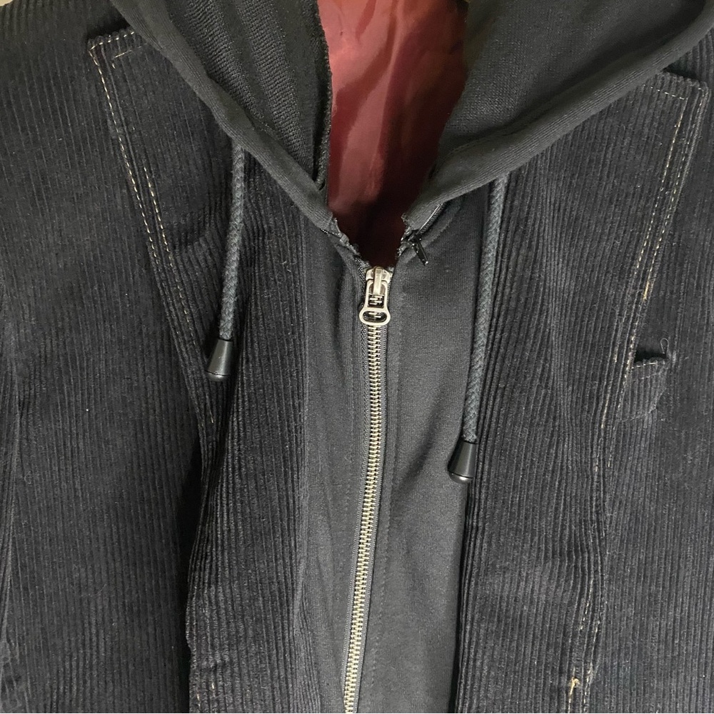 Toku Black Corduroy Hooded Jacket Coat Satin Dragon Liner Painted Lions Mens S‎ - Picture 5 of 12
